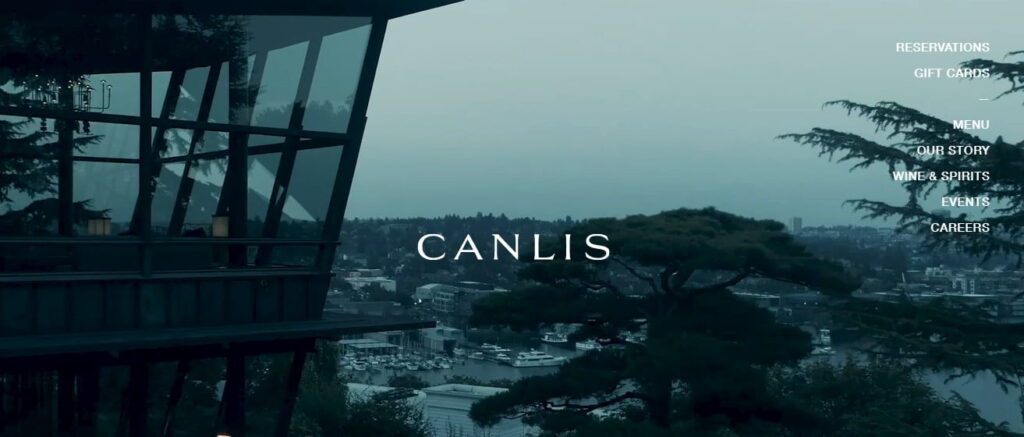 Schermata della home page di Canlis